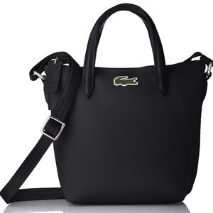 NWT Lacoste Concept Petite Zipper Mini Bag Pique Canvas Black Sport